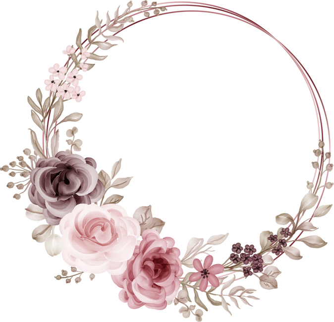 flower frame with  rose pink pastel & maroon.